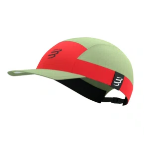 Boné Compressport -  5 Panel - Verde/Vermelho