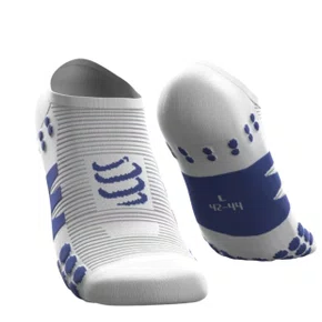 Meia Compressport - NO SHOW Socks - Branco / Azul