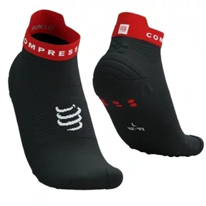 Meia Compressport - RUN V4 - Preta/ Borda Vermelha - Low