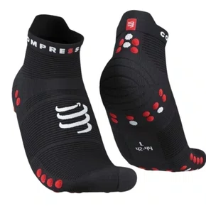 Meia Compressport - RUN V4 - Preta/Vermelha - Low