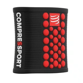 Munhequeira Sweat Band 3D.DOT Compressport - Preto/Vermelho