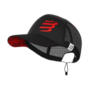Boné Compressport - Racing Trucker Cap - Preto e Vermelho
